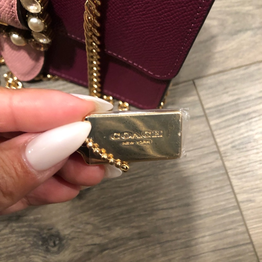 Coach Bowery Pink and Purple Crossbody Bag with Jeweled Buckle and Gold Accents - Picture 5 of 12